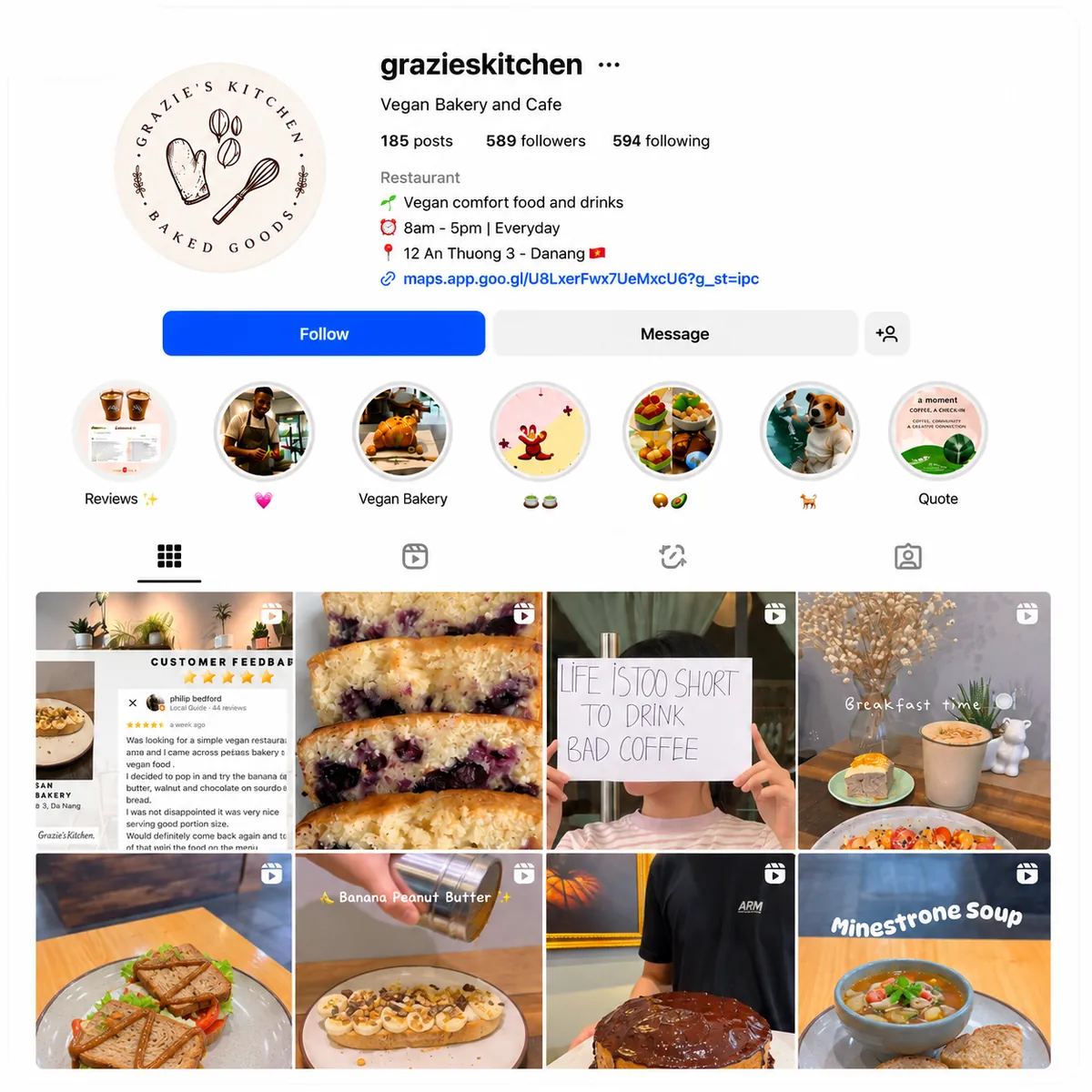 Grazie's Kitchen website redesign — antes