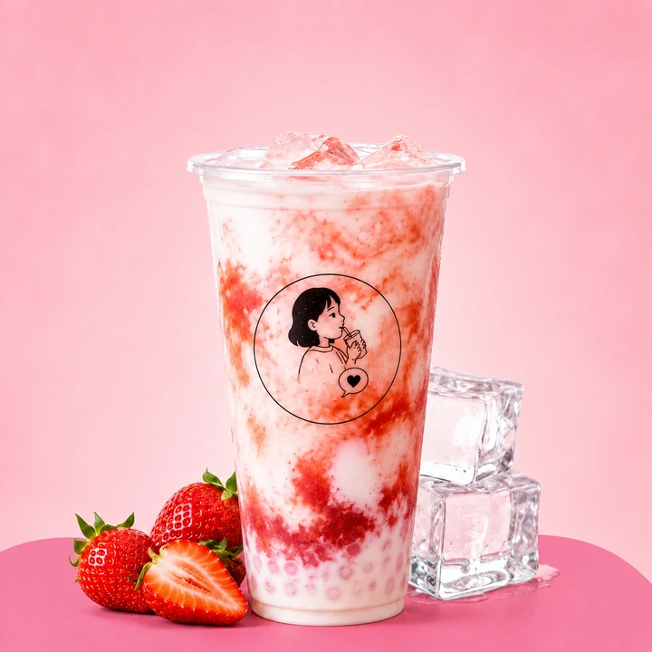Strawberry Kiss da Tea Talk, bebida de morango com leite